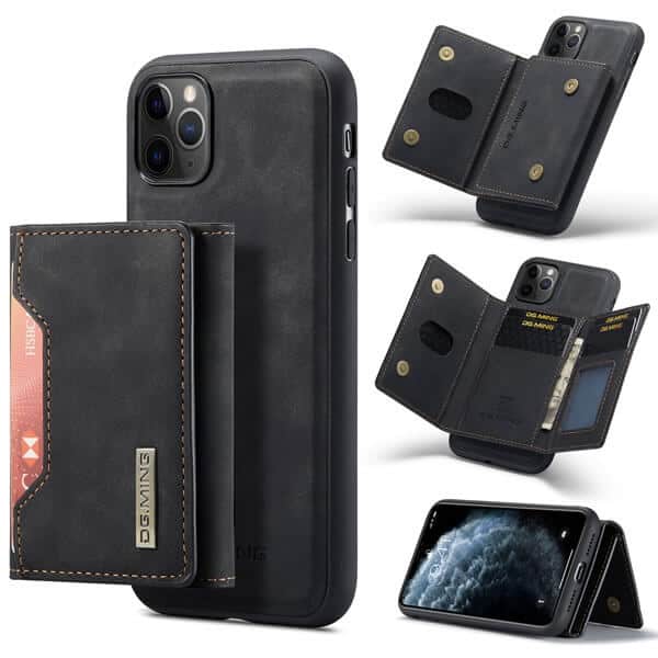 DG.MING For Apple iPhone 11 /11 Pro / 11 Pro Max Premium Trifold Wallet Leather Case With 2-in-1 Magnetic Detachable Card Holder Pocket Cover