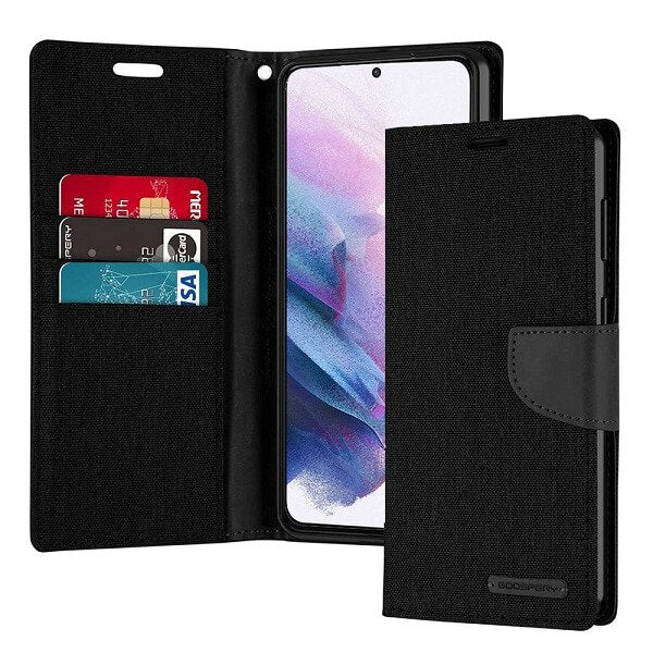 Goospery Canvas For Samsung Galaxy S22 | S22+ /S22 Plus | S22 Ultra Wallet Leather Case Denim Stand Flip Fabric Pouch Credit Card Slots Cover