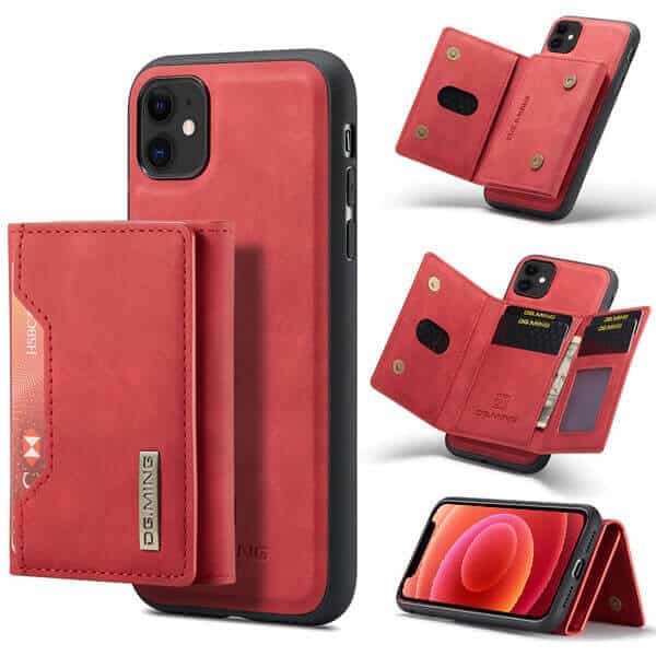 DG.MING For Apple iPhone 12 /12Mini /12 Pro /12 Pro Max Premium Trifold Wallet Leather Case With 2-in-1 Magnetic Detachable Card Holder Pocket Cover