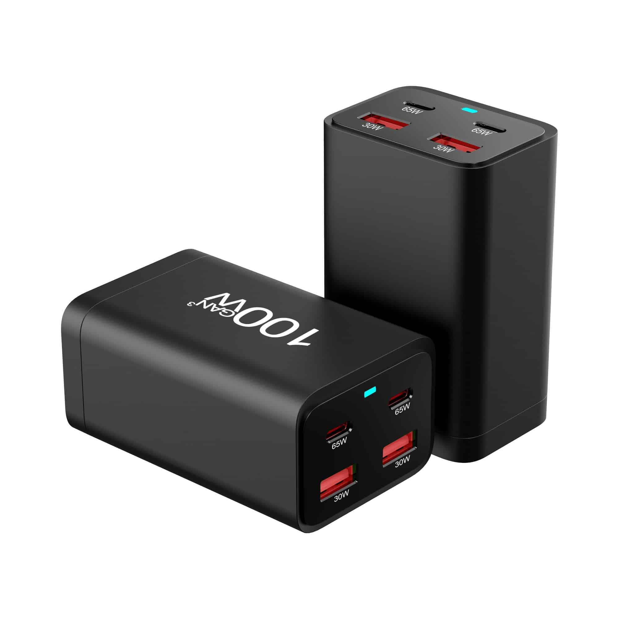100W GaN Charger 4-Port 2 65W PD USB Type C & 2 30W USB-A QC3.0 Fast Charger Multi Ports Charging Station Charger Dock Power Adapter for MacBook, iPhone, Samsung, Laptop, iPad, Desktop Hub
