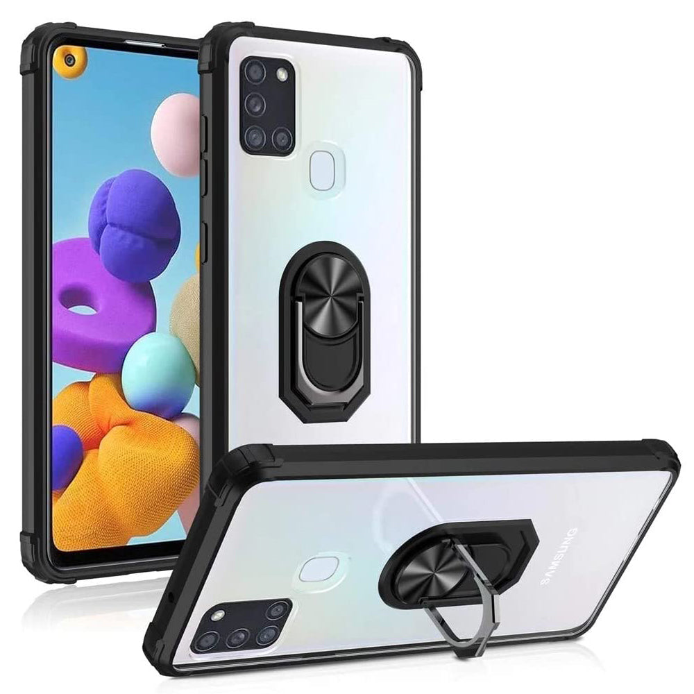 For Samsung Galaxy A21S Shockproof Case Magnetic Car Mount Ring Cover