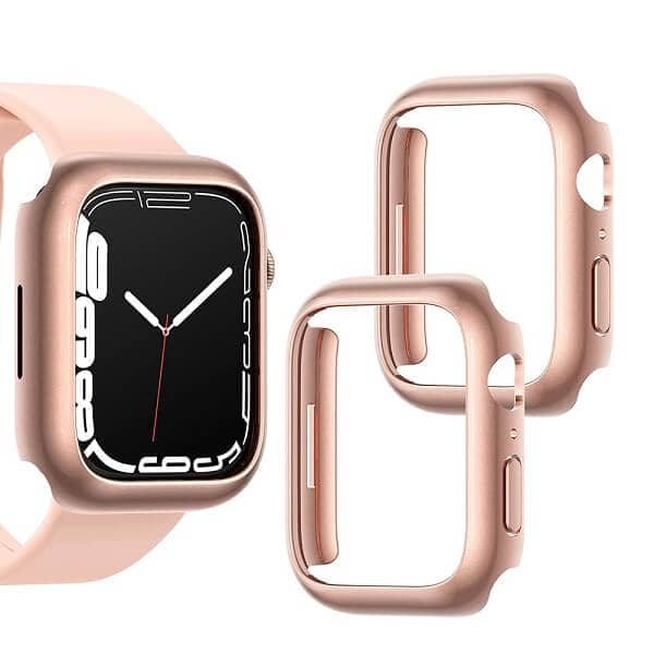 For Apple Watch Series 7 45mm Gel Shockproof Protective Case Cover (Rose Gold)
