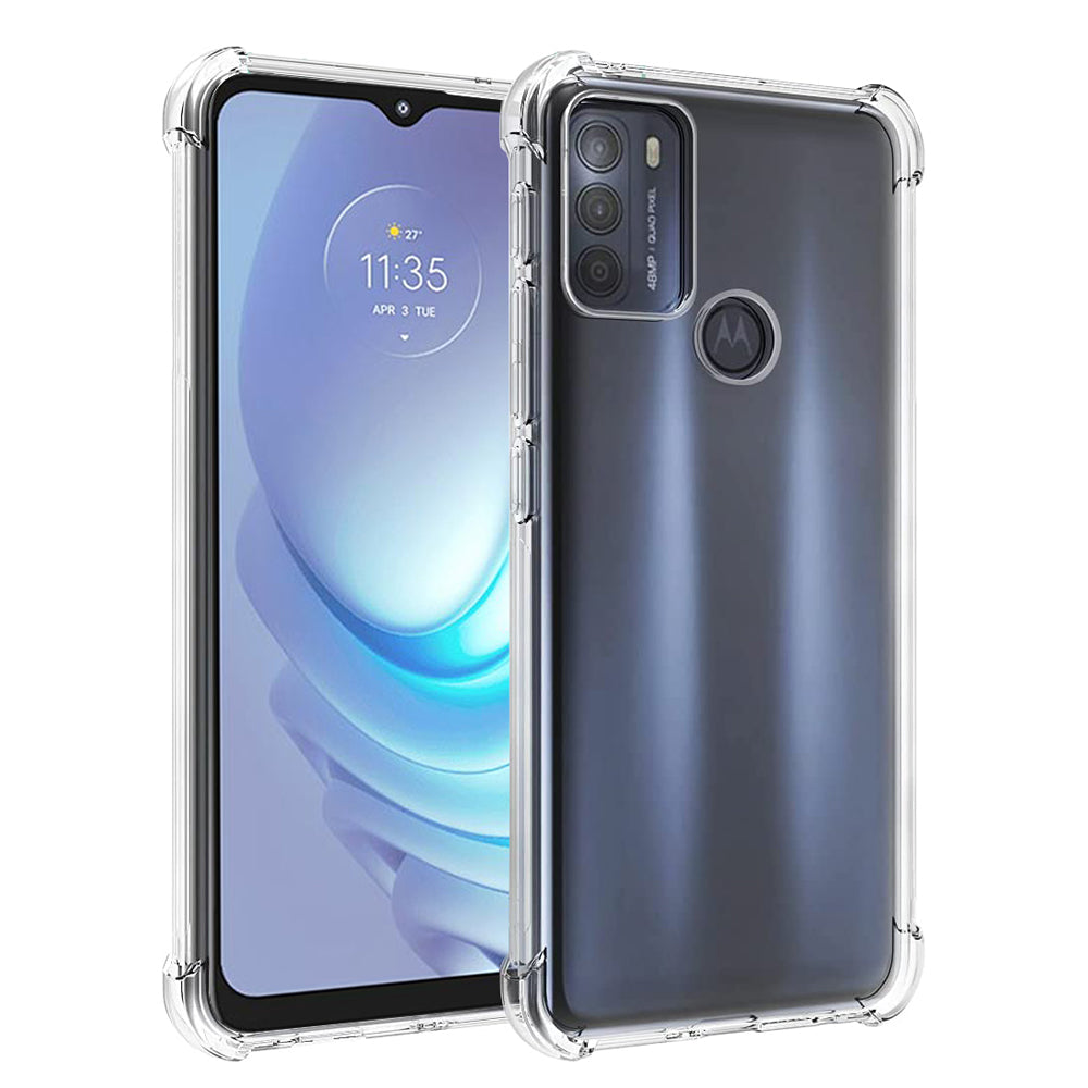 For Motorola Moto G50 5G Clear SupRShield Case Shockproof Tough Gel Transparent Air Cushion Heavy Duty Phone Back Cover (Crystal Clear)