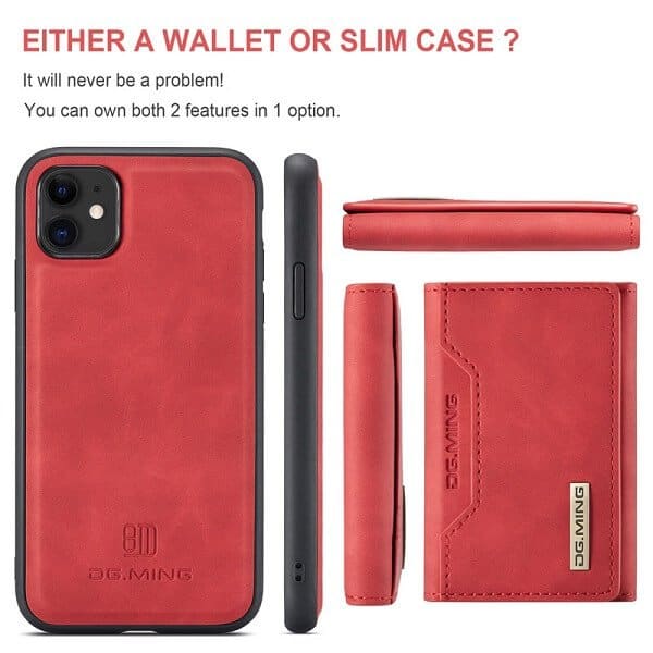 DG.MING For Apple iPhone 11 /11 Pro / 11 Pro Max Premium Trifold Wallet Leather Case With 2-in-1 Magnetic Detachable Card Holder Pocket Cover
