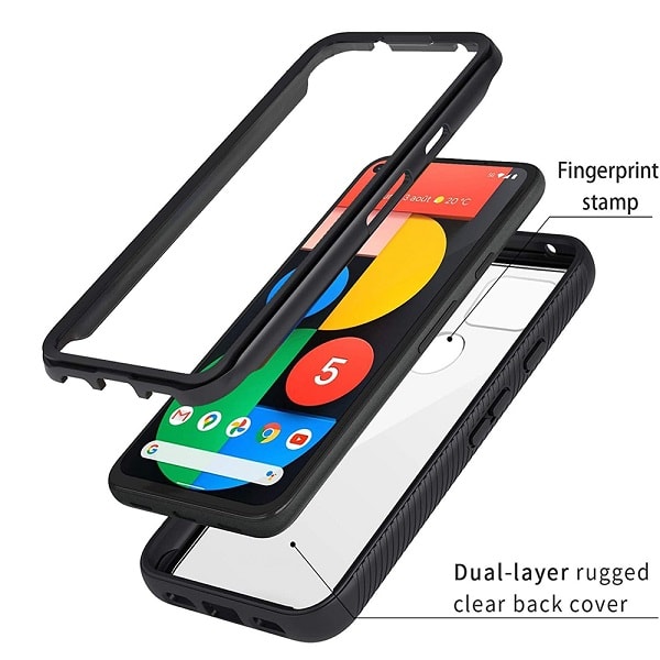 For Google Pixel 5 | 5A 5G Military Grade Shockproof Clear Heavy Duty Case Bumper Drop Protection Tough Cover (Black)