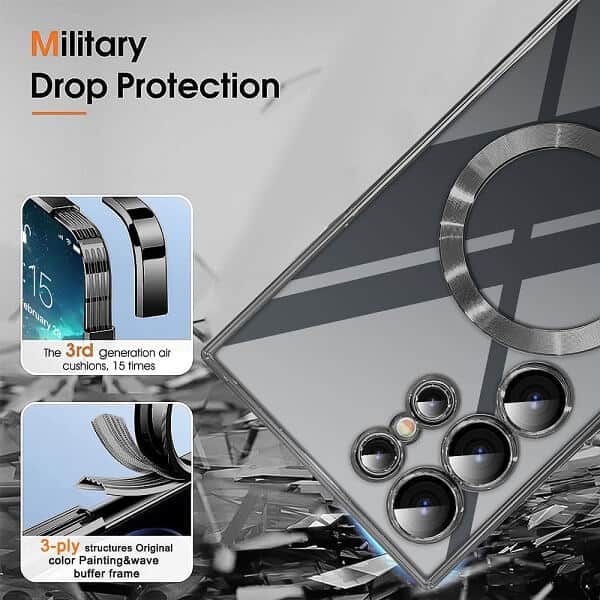For Samsung Galaxy S24, S24+ /S24 Plus & S24 Ultra MagSafe Magnetic Case with HaloLock Shockproof Scratch Resistant Back Clear Protective Cover