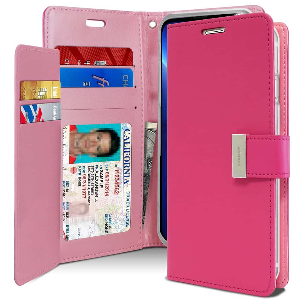 Goospery iPhone 13 Pro Rich Diary Hot Pink Wallet Case