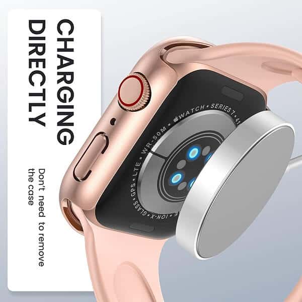 For Apple Watch Series 8 /7 45mm Gel Shockproof Protective Case Cover (Rose Gold)