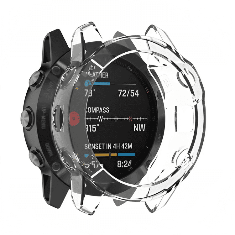 For Garmin Fenix 6S Pro /6S Soft Gel Case Full Cover Protector (Clear)