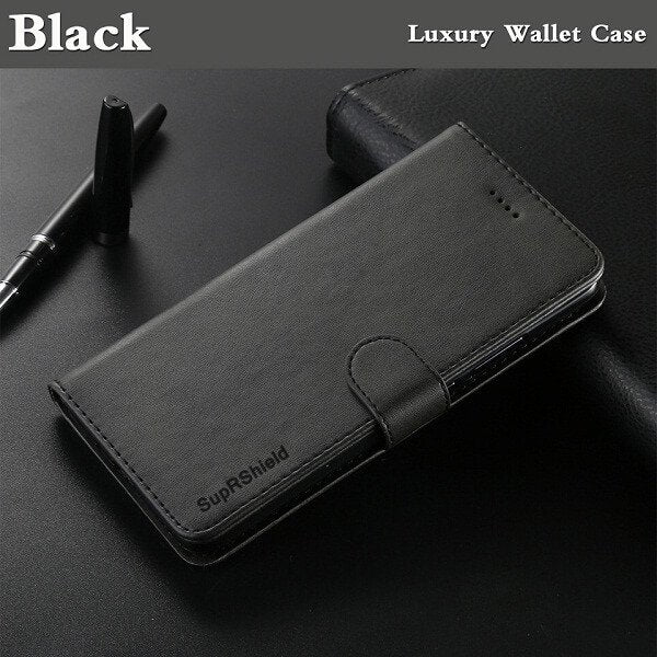 Optus X Swift 5G SupRShield Wallet Leather Card Holder Flip Protective Shockproof Magnetic Case Cover (Black)