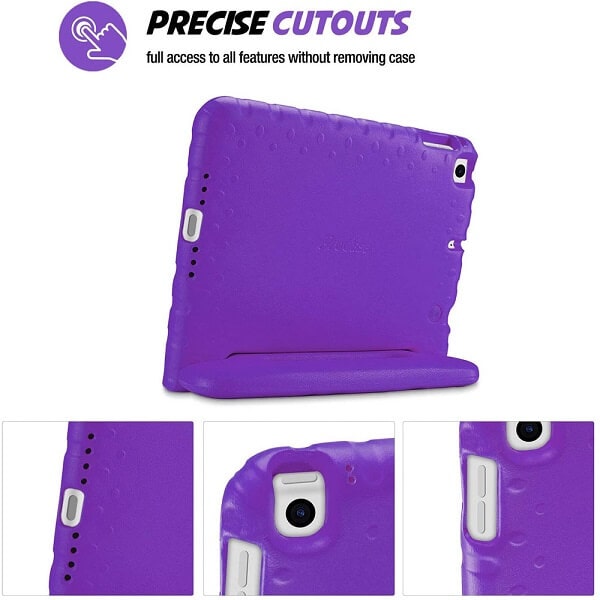 For Apple iPad 9th /8th /7th Gen 10.2 inch 2021 /2020 /2019 Kickstand Shockproof Protective Handle Stand Light Weight Kids Friendly Cover (Purple)