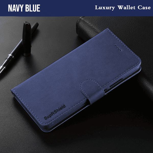 Optus X Swift 5G SupRShield Wallet Leather Card Holder Flip Protective Shockproof Magnetic Case Cover (Navy Blue)