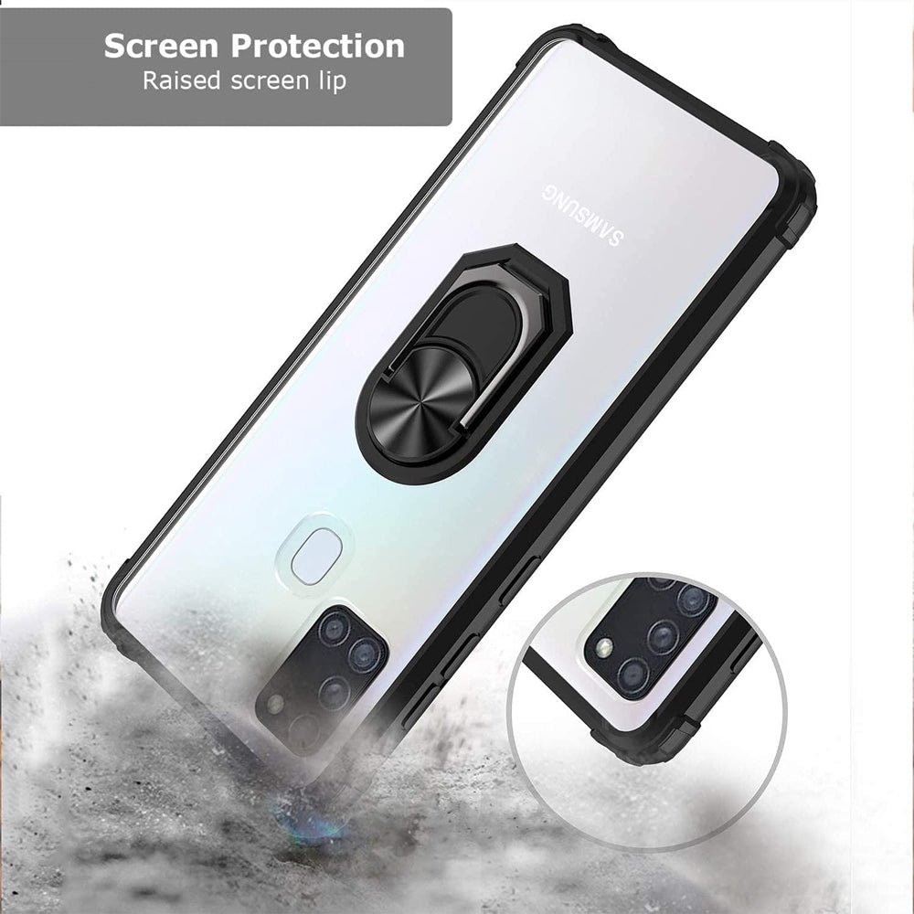 For Samsung Galaxy A21S Shockproof Case Magnetic Car Mount Ring Cover
