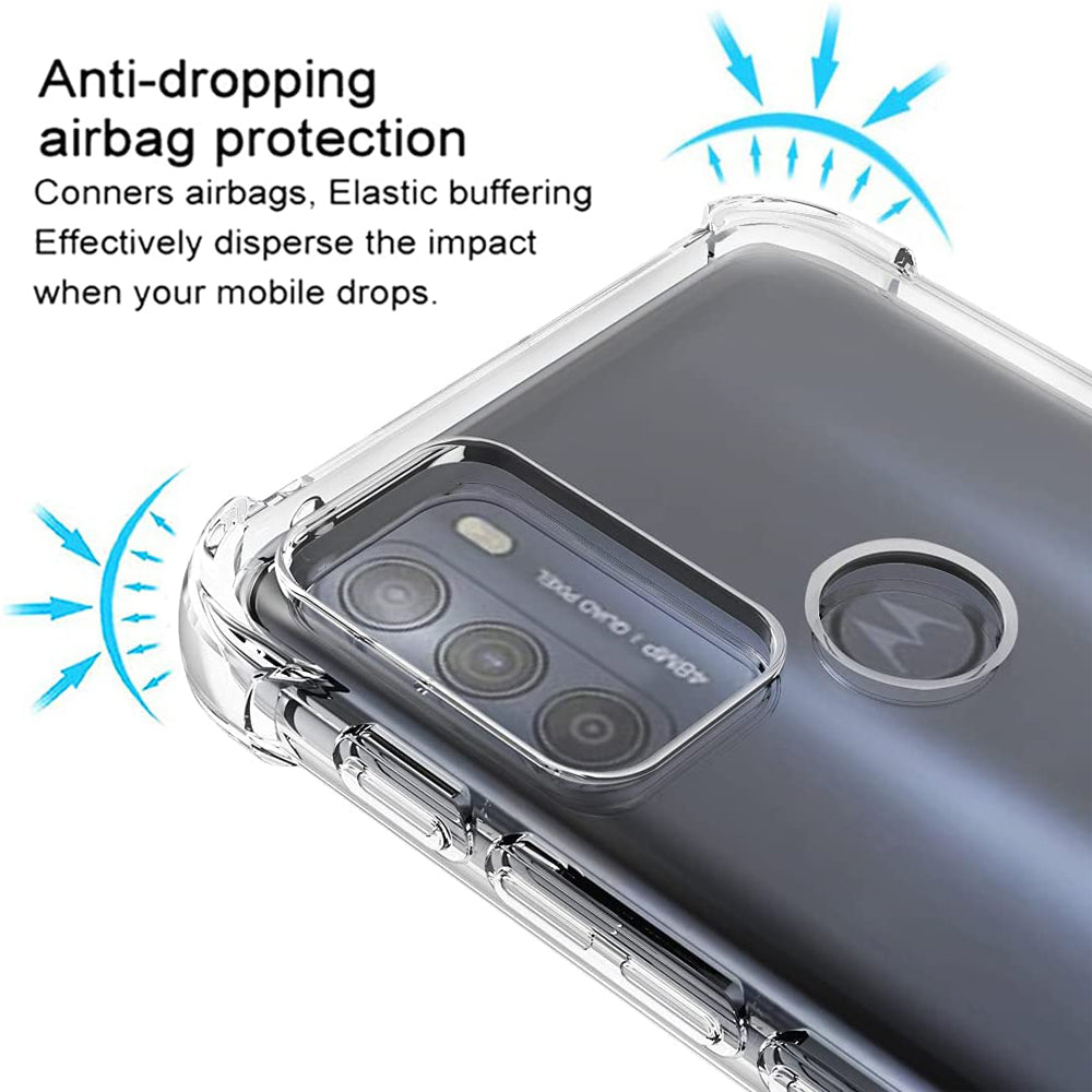 For Motorola Moto G50 5G Clear SupRShield Case Shockproof Tough Gel Transparent Air Cushion Heavy Duty Phone Back Cover (Crystal Clear)