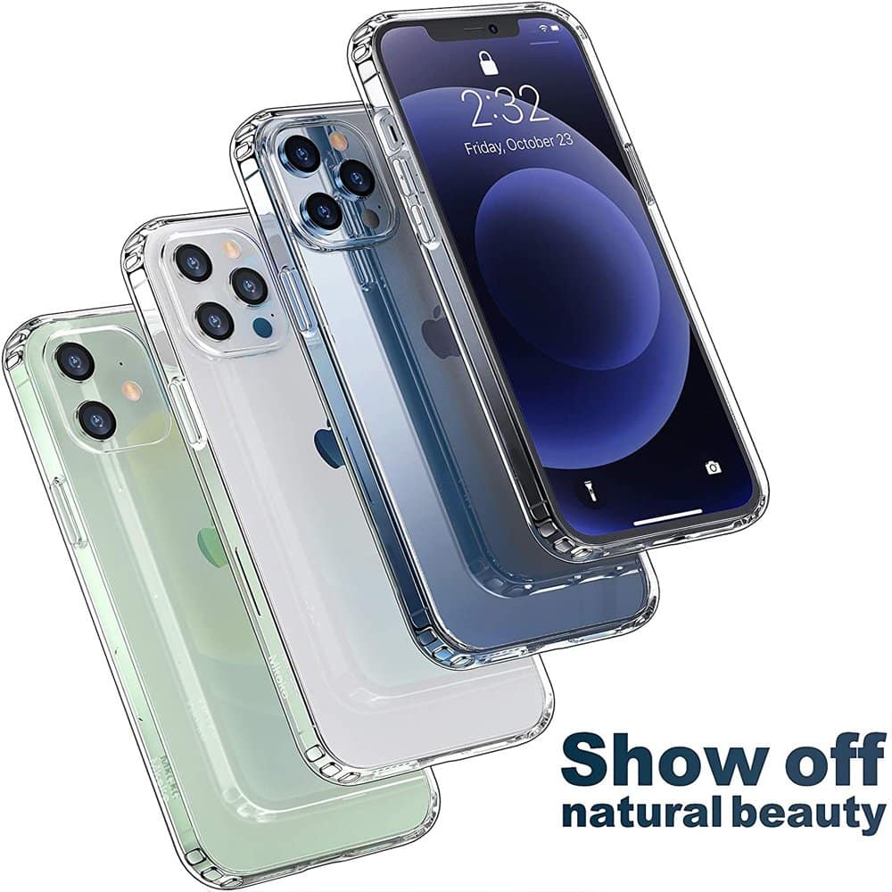 Apple iPhone 12 Clear Case Slim With 4 Corners [Shock Absorption] Hard Back Soft Bumper Cover