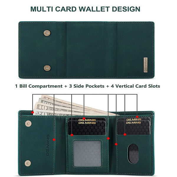 DG.MING For Samsung Galaxy S21 | S21 FE | S21 Ultra Premium Trifold Wallet Leather Case With 2-in-1 Magnetic Detachable Card Holder Pocket Cover