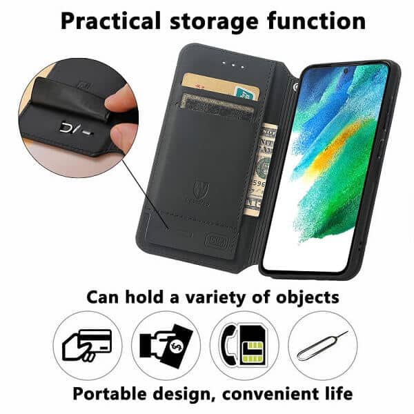 CaseNeo For Samsung Galaxy S21 FE Leather Wallet Flip Case With RFID Blocking Credit Card Holder Slots Cover