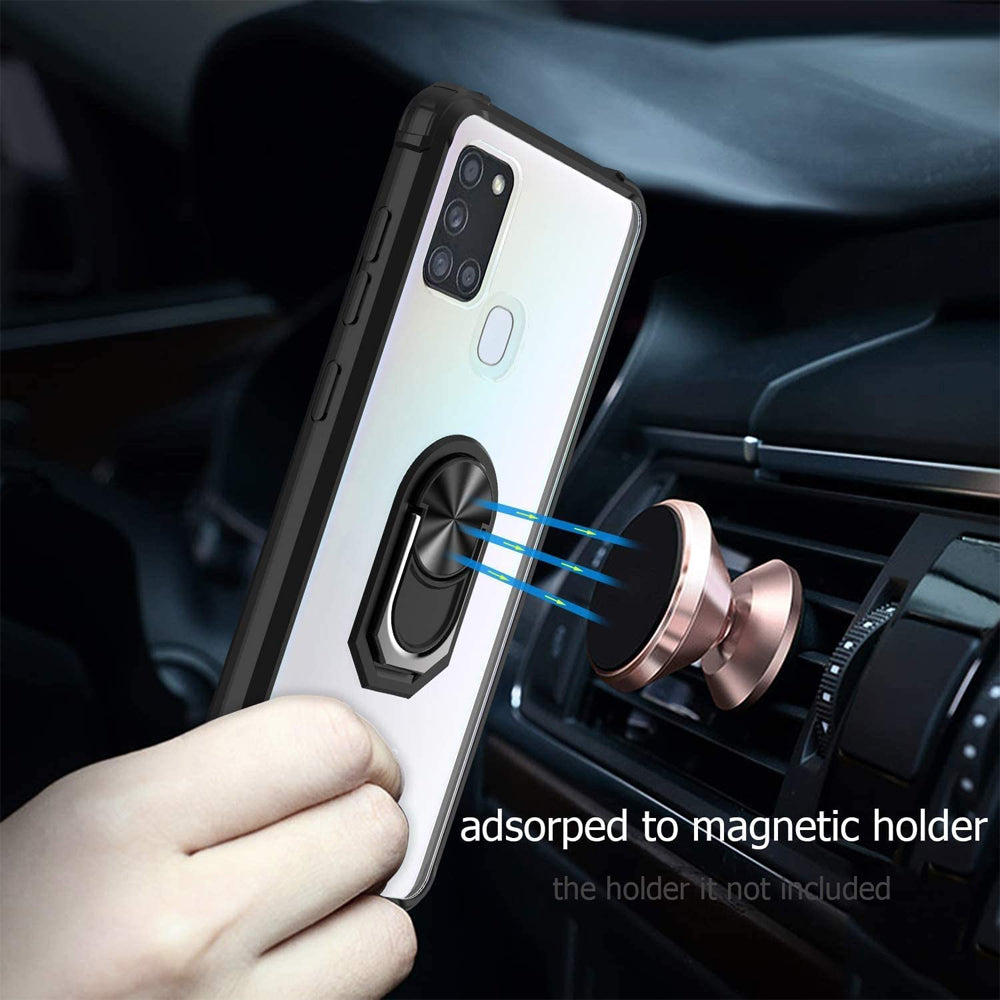 For Samsung Galaxy A21S Shockproof Case Magnetic Car Mount Ring Cover