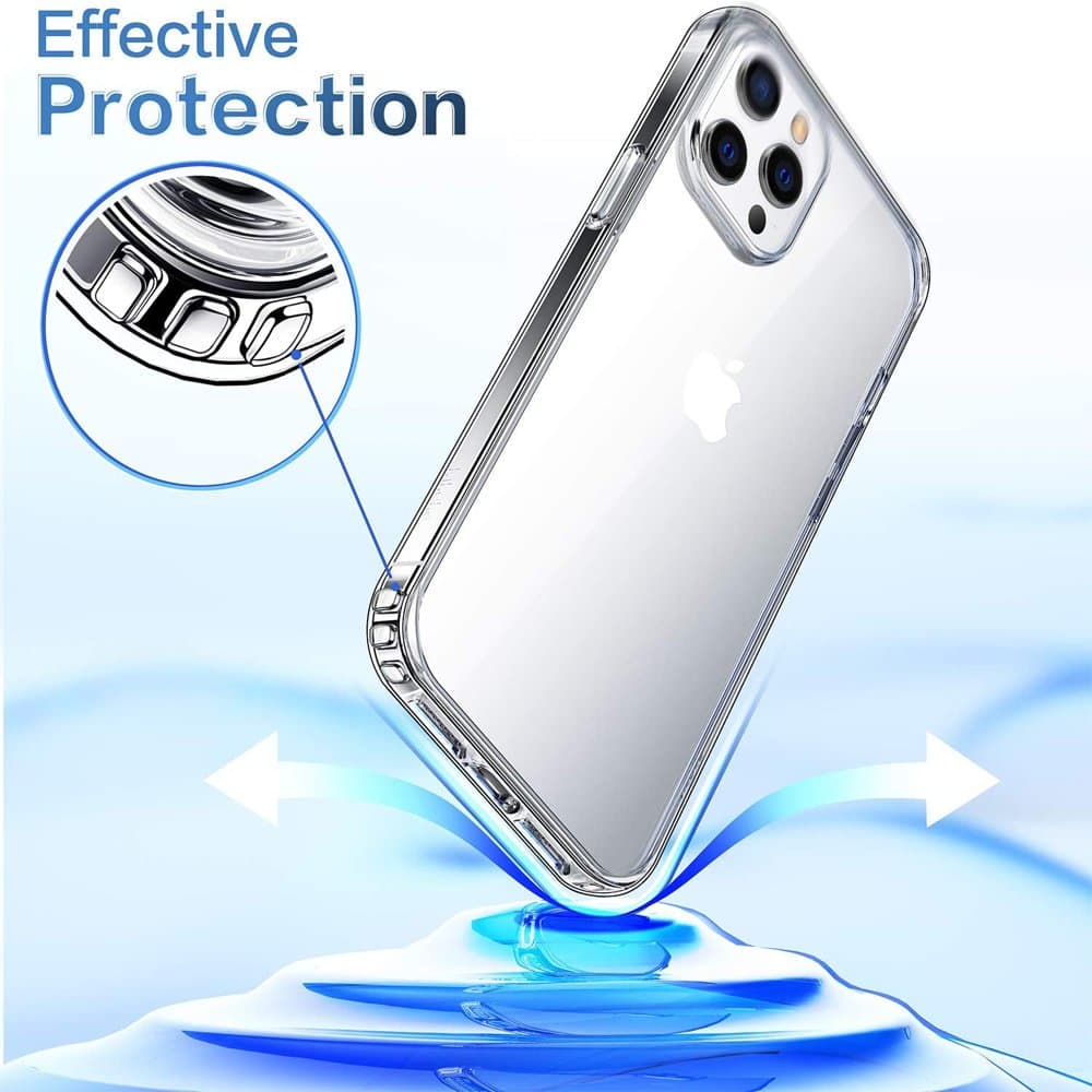 Apple iPhone 12 Clear Case Slim With 4 Corners [Shock Absorption] Hard Back Soft Bumper Cover