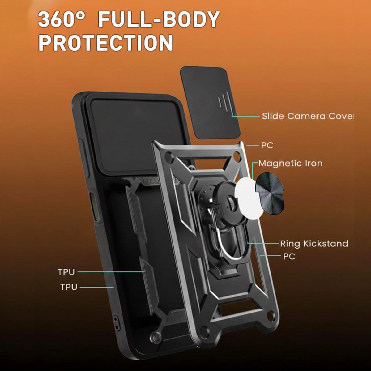 For Oppo A6 / A6X Anti Scratch Rugged Magnetic Car Mount Ring Shockproof Heavy Duty Cover