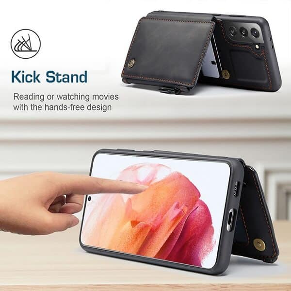 For Samsung Galaxy S21 | S21 Ultra CaseMe Back Zipper Wallet Case W/ 3 Card Slots, RFID Blocking, 1 Money Pocket, Credit Card Holder Leather Cover