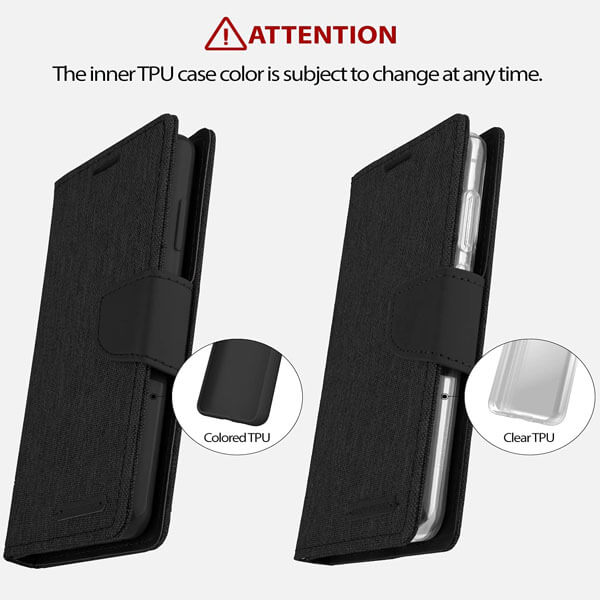 Goospery Canvas Samsung Galaxy A52 / A52S 5G Wallet Leather Case Denim Stand Flip Fabric Pouch Credit Card Slots Cover - Black