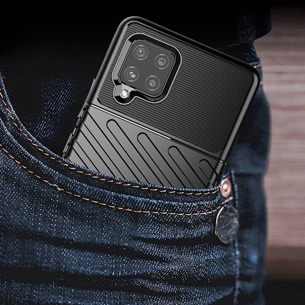 Samsung Galaxy A22 4G Case Shockproof Absorption Anti Scratch Heavy Duty Durable Drop Protection Phone Armor Back Cover (Black)