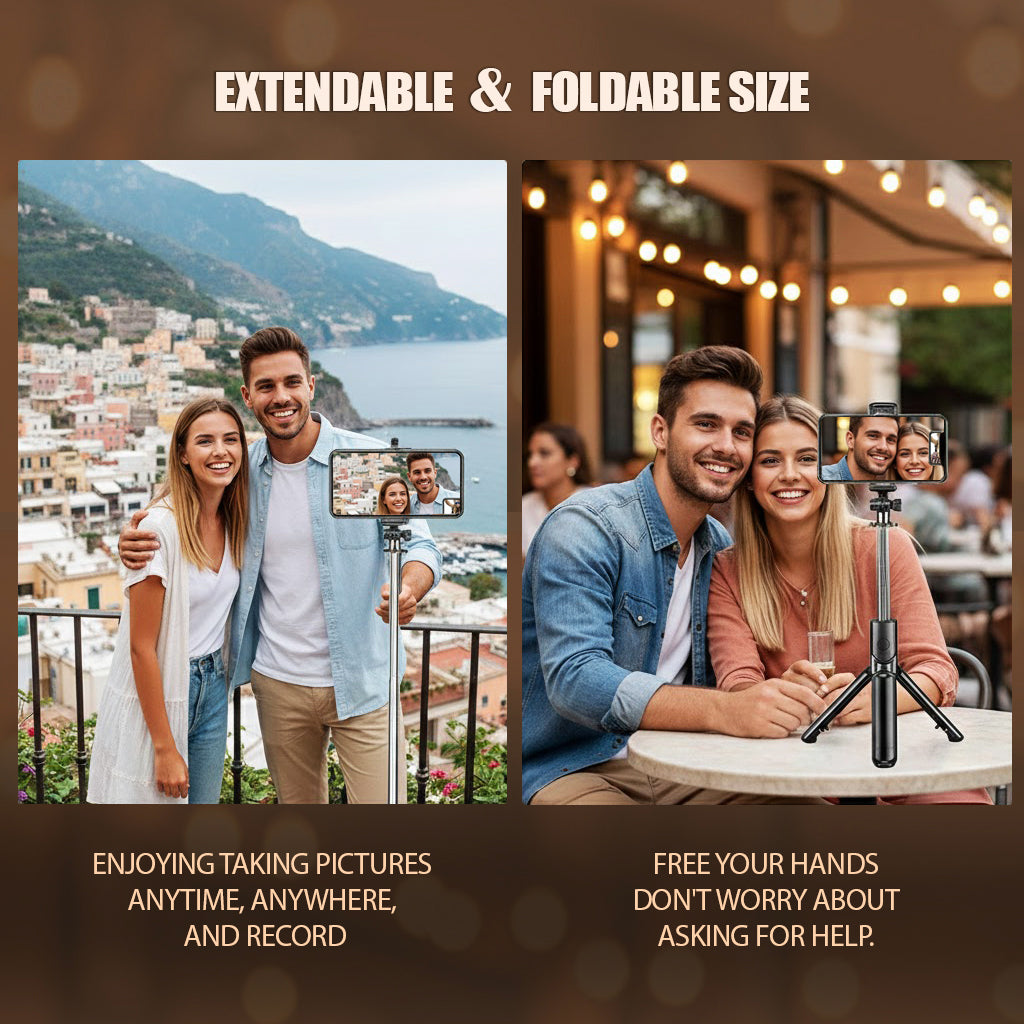 C01S Selfie Stick Tripod with Fill Light, Detachable Phone Holder, Wireless Bluetooth Remote & Extendable Monopod for iPhone, Samsung & Android
