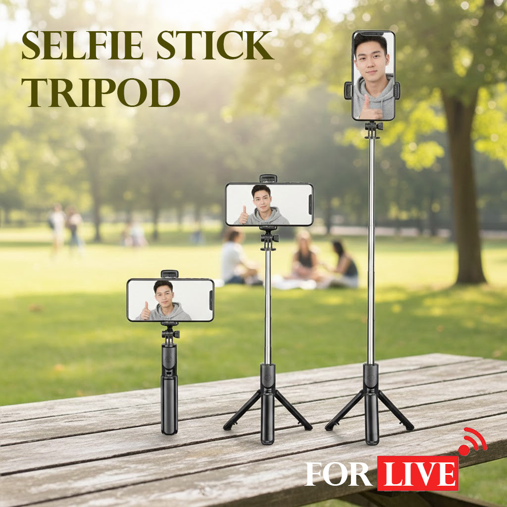 C01S Selfie Stick Tripod with Fill Light, Detachable Phone Holder, Wireless Bluetooth Remote & Extendable Monopod for iPhone, Samsung & Android