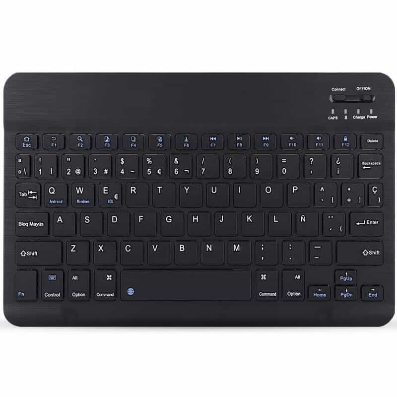 10 inch Portable Mini Universal Wireless Rechargeable Bluetooth Keyboard for iPad Samsung Lenovo Tablet Tab Microsoft Surface iOS Android Windows (Black)