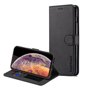 Apple iPhone X / XS SupRShield Wallet Leather Flip Magnetic Case Cover (Black)
