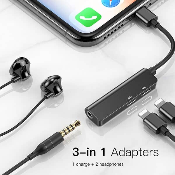 Baseus 3in1 AUX Audio Adapter For Lightning to 3.5mm Jack Earphone Charging Splitter OTG Converter For Apple iPhone 12 Pro Max 11 Pro XS Max XR X XS 8 7 6S Plus SE 2020 6