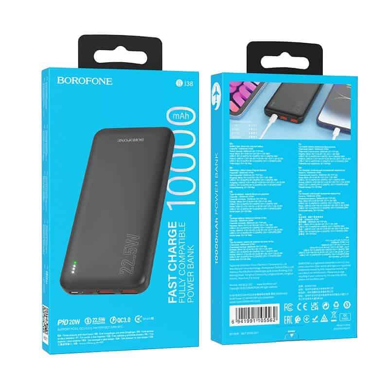 BOROFONE (BJ38) 10000mAh PD 20W Fast Charging 4 Ports (2 USB + 1 Type +1 Micro USB) Portable Power Bank