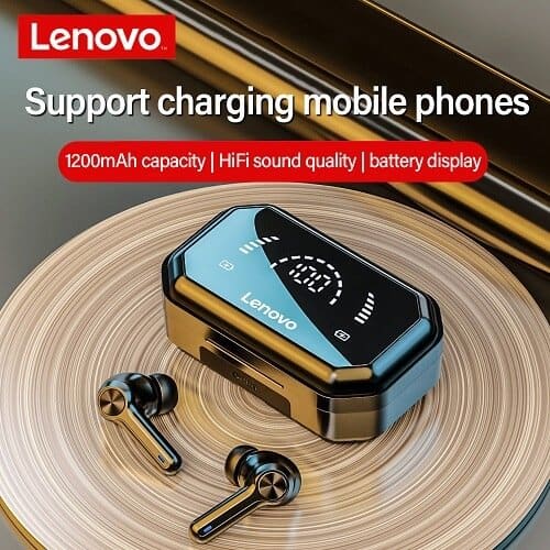 Lenovo LP3 Pro TWS Bluetooth 5.0 Earbuds Dual Drivers HiFi Stereo 1200mAh LED Noise Cancellation Mic Sports Earphone Wireless Headphone