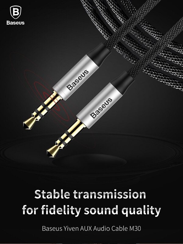 Baseus 3ft /1M 3.5mm Aux Auxiliary Cable Male to Male Audio Stereo Cord For Car, Headphones, iPods, iPhones, iPads, Tablets, Smart Phones