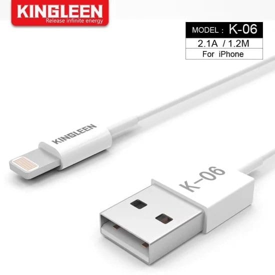 2 Pack 1M KINGLEEN (K06) 2.1A 8 Pin Lightning Cable Fast Charging Data Cable Charger For Apple iPhone iPad iPod