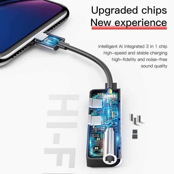 Baseus 3in1 AUX Audio Adapter For Lightning to 3.5mm Jack Earphone Charging Splitter OTG Converter For Apple iPhone 12 Pro Max 11 Pro XS Max XR X XS 8 7 6S Plus SE 2020 2