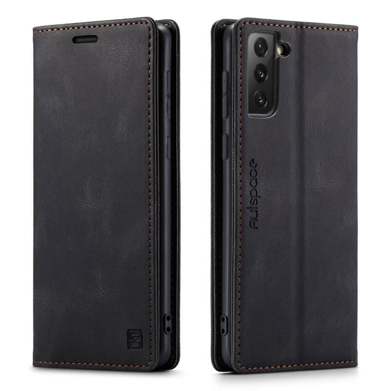 AutSpace For Samsung Galaxy S21 | S21 FE | S21+ /S21 Plus | S21 Ultra Case RFID Blocking Retro Flip Premium Leather Card Holder Wallet Cover