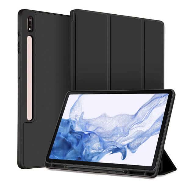 Samsung Galaxy Tab S8 Pencil Holder Case Leather Smart Stand Cover