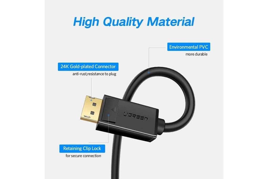 1.8m Display Port to Display Port Cable DP to DP DisplayPort to DisplayPort Adapter Male to Male (Black)
