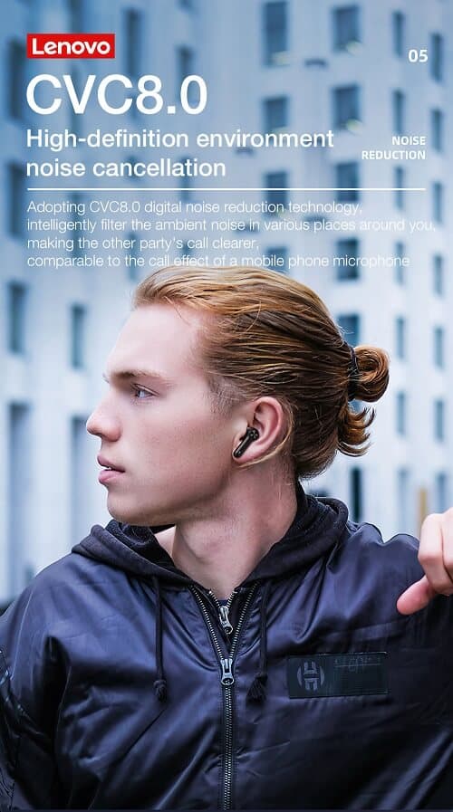 Lenovo LP3 Pro TWS Bluetooth 5.0 Earbuds Dual Drivers HiFi Stereo 1200mAh LED Noise Cancellation Mic Sports Earphone Wireless Headphone