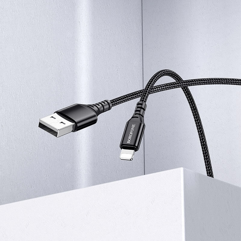 BOROFONE (BX54) 1M Braided USB Lightning Nylon Cable Cord Charger for Apple iPhone 14 13 12 11 Pro XS Max X XS XR 7 8 6 6S Plus iPad iPod
