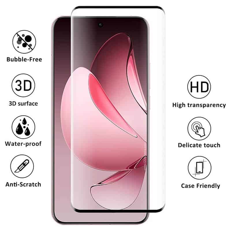 [1 Pack] For OPPO Reno 13 Pro 5G Full Coverage Tempered Glass Screen Protector (Black)