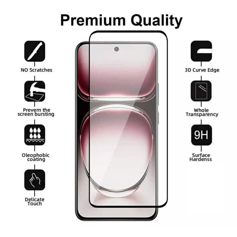[1 Pack] For Oppo Reno 12 Reno 12 Pro Edge Glue Full Coverage Tempered Glass Screen Protector (Black)