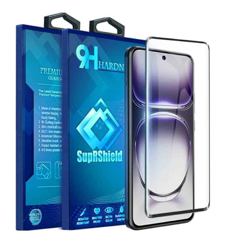 [1 Pack] For Oppo Reno 12 Reno 12 Pro Edge Glue Full Coverage Tempered Glass Screen Protector (Black)