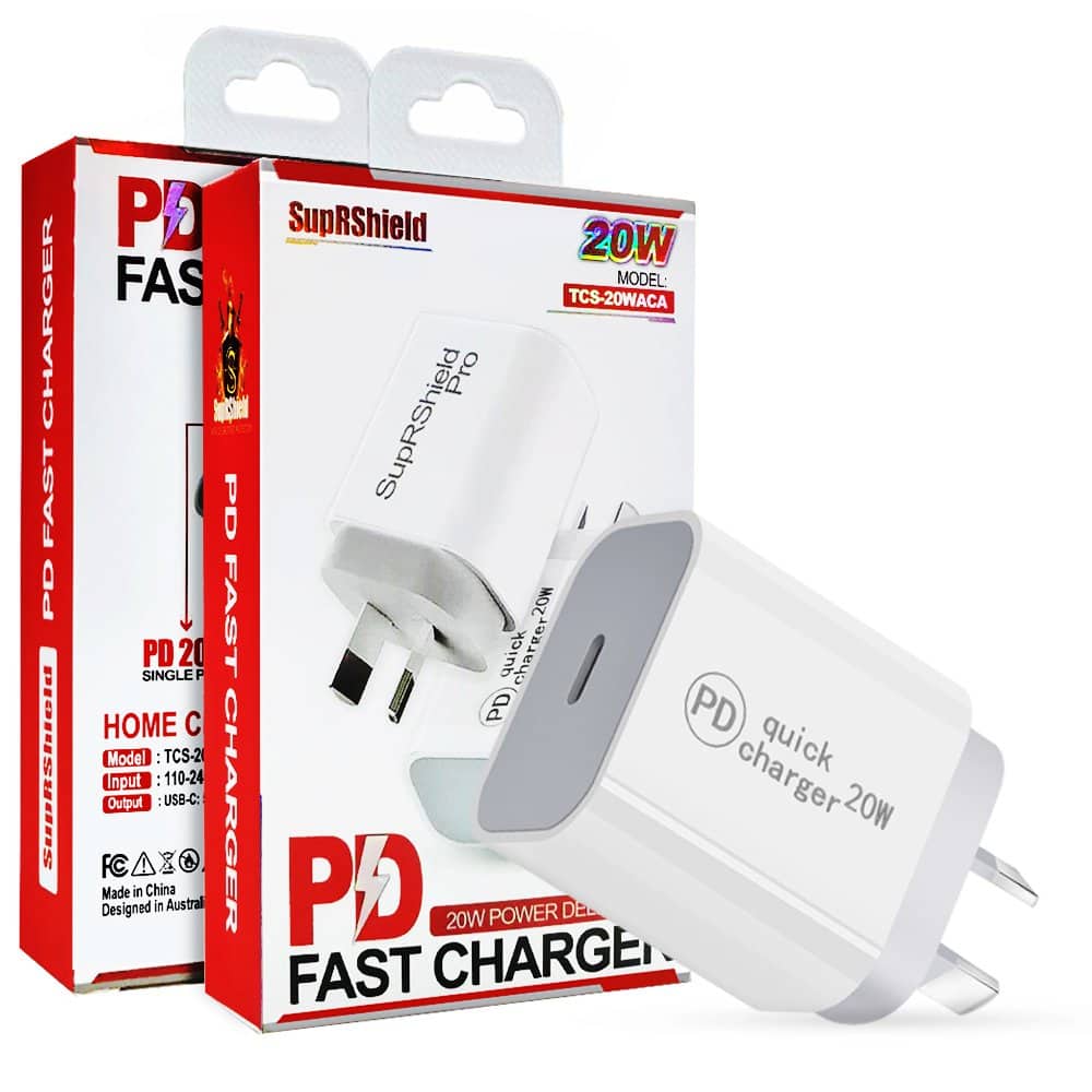 20W SupRShield SAA Certified PD USB Type C Fast Charging AU Wall Plug Charger Adapter For iPhone Samsung iPad Tab Google Nokia Oppo