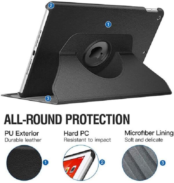 Apple iPad Air 11 2024 6th /5th /4th Gen 2022/2020 /Pro 11 inch 2022 /21 /20 /18 Leather Case, Rotating 360 Degree Stand Smart Cover (Navy Blue)