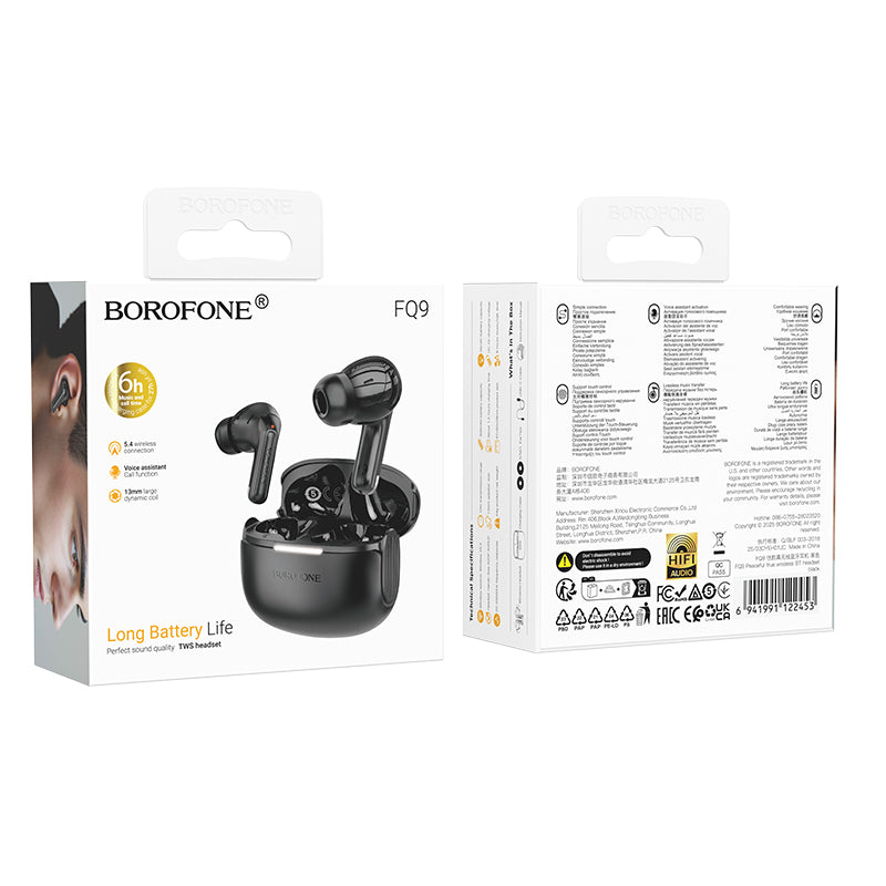 Borofone FQ11 TWS True Wireless BT 5.4 Bluetooth Sports Earbuds Headset For iPhone/Samsung/Moto/Nokia/Oppo