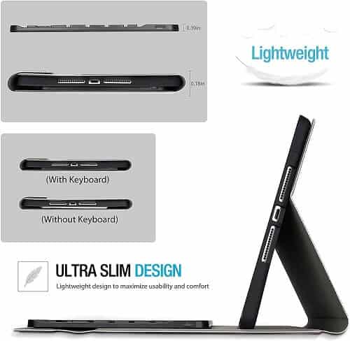 For Apple iPad 10.2 inch 9th Gen 2021/8th Gen 2020 /7th Gen 2019 With Pencil Holder Detachable Wireless Bluetooth Keyboard Case, Folio Leather Cover