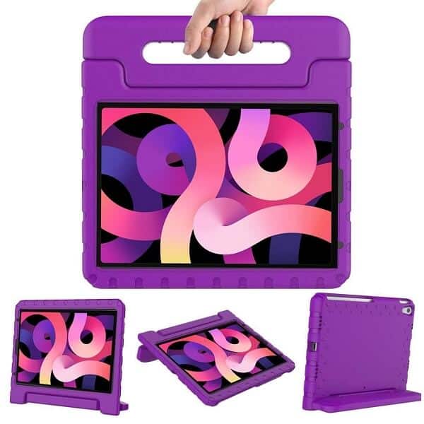 Apple iPad Air 4 /4th Gen 10.9 2020 kids Case, Kickstand Shockproof Heavy Duty Protective Handle Stand Light Weight Kids Friendly Cover (Purple)